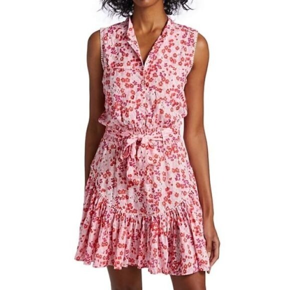 NWT Poupette St Barth Mini Dress, Felicia Floal Mini Dress, Pink Daffodil - Picture 2 of 15